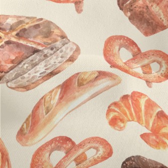 Watercolor Realistic Bread Lightweight Performance Linen