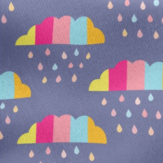 Colorful Clouds Raindrops Jersey Backed Fleece