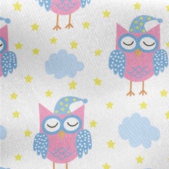 Good Night Closed Eyes Owl Jersey Backed Fleece