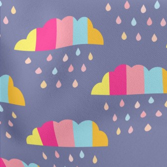 Colorful Clouds Raindrops Lightweight Cotton Poplin