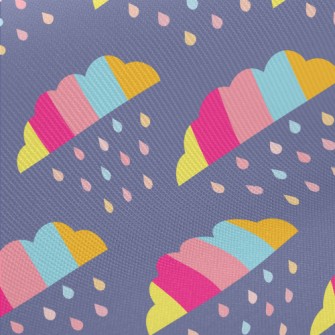 Colorful Clouds Raindrops Midweight Cotton Poplin