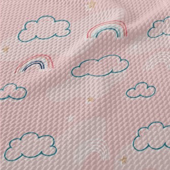 Cute Line Clouds Birdseye Piqué