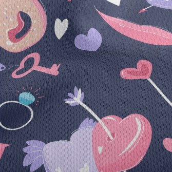 Lips Heart Key Athletic Mesh Flat Back