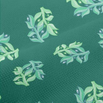 Small Green Leaves Performance Linen