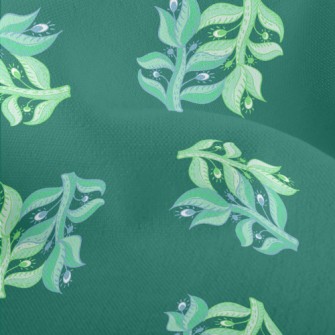 Small Green Leaves Lightweight Performance Linen