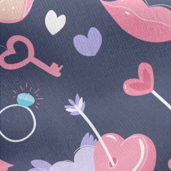 Lips Heart Key Jersey Backed Fleece