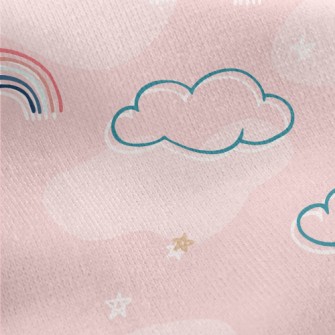 Cute Line Clouds Jersey Backed Fleece