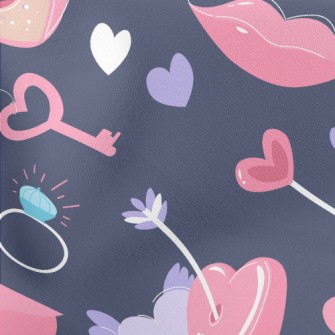 Lips Heart Key Lightweight Cotton Poplin