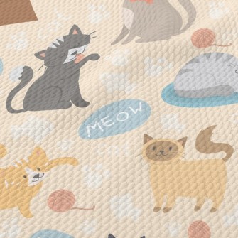 Various Breeds Of Cats Birdseye Piqué