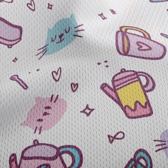 Kitten Family Afternoon Tea Athletic Mesh Flat Back