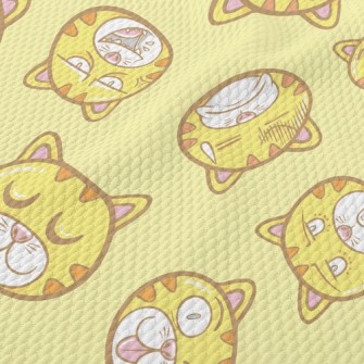 Exaggerated Funny Striped Cat Birdseye Piqué