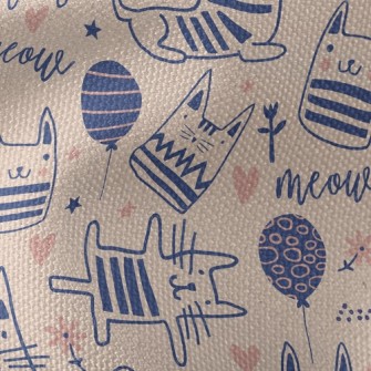 Simple Line Cute Cat Waterproof Canvas