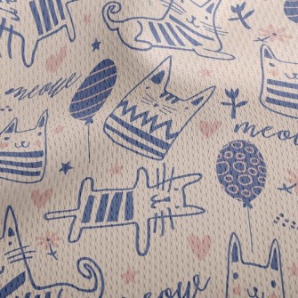 Simple Line Cute Cat Athletic Mesh Flat Back