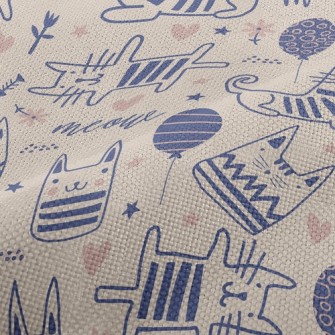 Simple Line Cute Cat Performance Linen