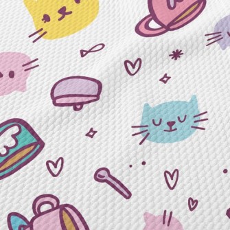 Kitten Family Afternoon Tea Birdseye Piqué