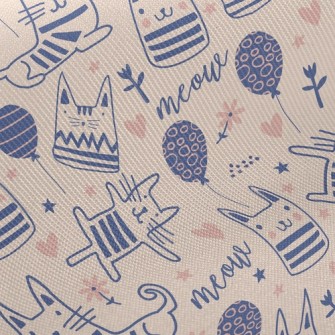 Simple Line Cute Cat Twill