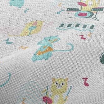 Cat Playing Musical Instrument Performance Linen