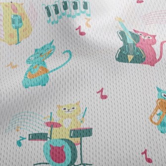 Cat Playing Musical Instrument Athletic Mesh Flat Back