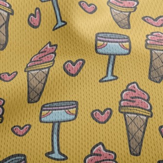 Cartoon Ice Cream Soda Athletic Mesh Flat Back