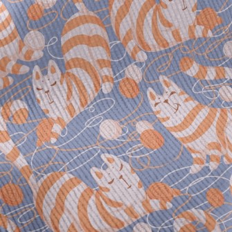 Lazy Striped Cat Playing With  Standard Corduroy