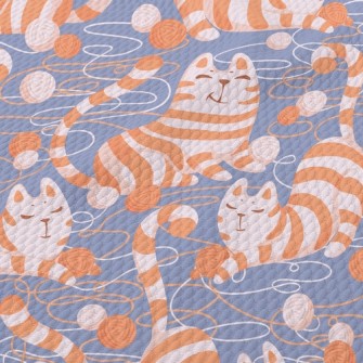 Lazy Striped Cat Playing With  Birdseye Piqué