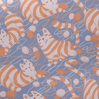 Lazy Striped Cat Playing With  Twill