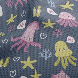 Hello Squid Jellyfish Fish Athletic Mesh Flat Back