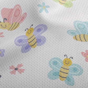 Cute Bee And Butterfly Athletic Mesh Flat Back
