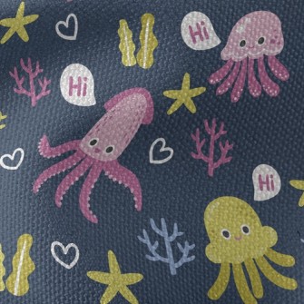 Hello Squid Jellyfish Fish Waterproof Canvas