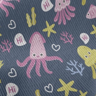 Hello Squid Jellyfish Fish Standard Corduroy