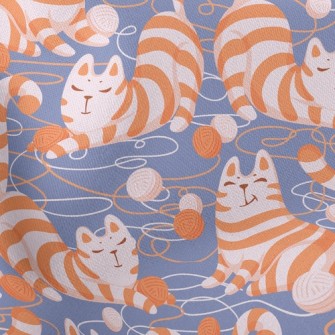 Lazy Striped Cat Playing With  Stretch Ponte