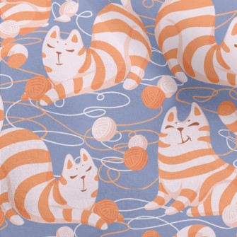 Lazy Striped Cat Playing With  Micro Fleece