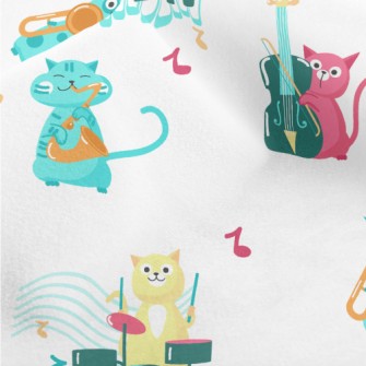 Cat Playing Musical Instrument Micro Fleece