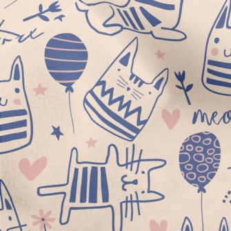 Simple Line Cute Cat Micro Fleece