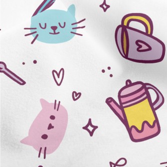 Kitten Family Afternoon Tea Micro Fleece