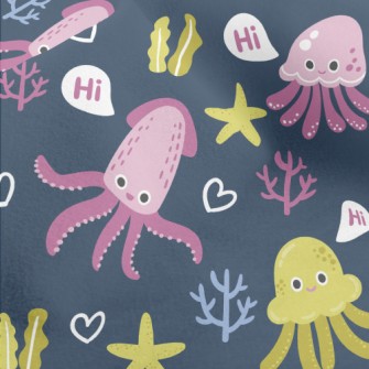 Hello Squid Jellyfish Fish Micro Fleece