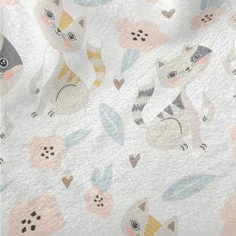 Gentle Cat And Little Flower Minky