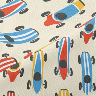 Striped Colorful Racing Car Piqué
