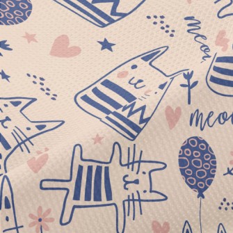 Simple Line Cute Cat Piqué