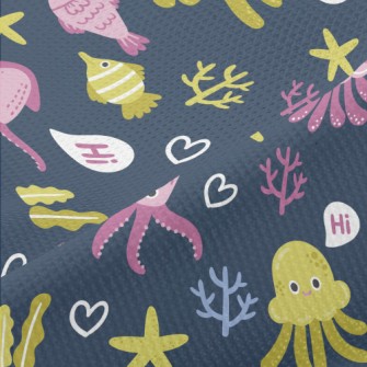 Hello Squid Jellyfish Fish Piqué
