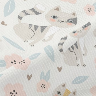 Gentle Cat And Little Flower Piqué