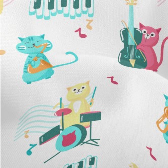 Cat Playing Musical Instrument Lightweight Performance Linen