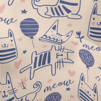 Simple Line Cute Cat Lightweight Performance Linen