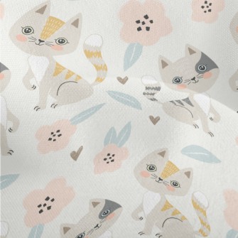 Gentle Cat And Little Flower Lightweight Performance Linen