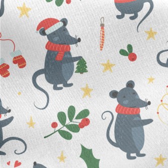 Happy Christmas Mouse Jersey Backed Fleece