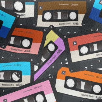 Retro Colorful Cassette Jersey Backed Fleece