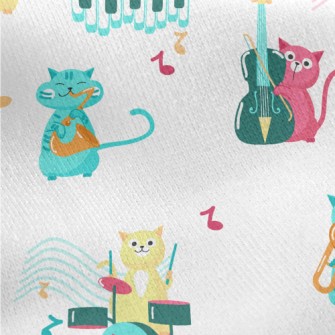 Cat Playing Musical Instrument Jersey Backed Fleece