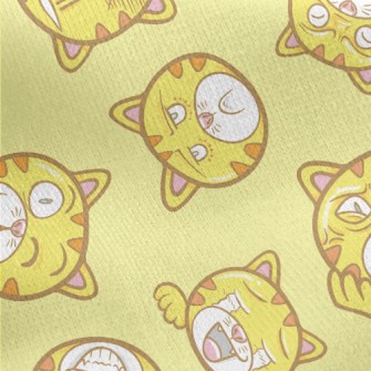 Exaggerated Funny Striped Cat Jersey Backed Fleece