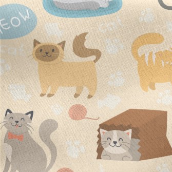 Various Breeds Of Cats Jersey Backed Fleece