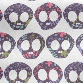 Cute Flower Skull Jersey Backed Fleece